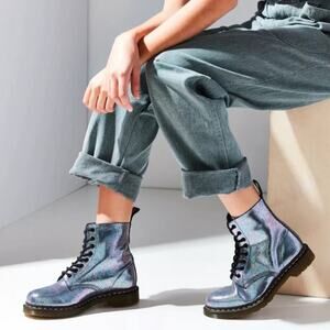 Dr. Martens 1460 Pascal Sparkle In Iridescent Suede Lace Up Boots. Like NEW.